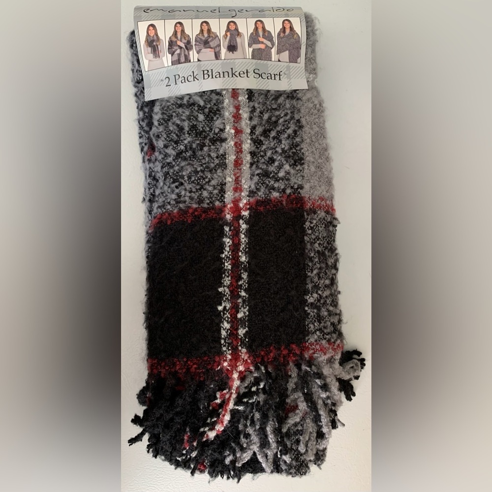 Emanuel Geraldo - Heathered Plaid Soft Texture Blanket Scarf 2 Pack
